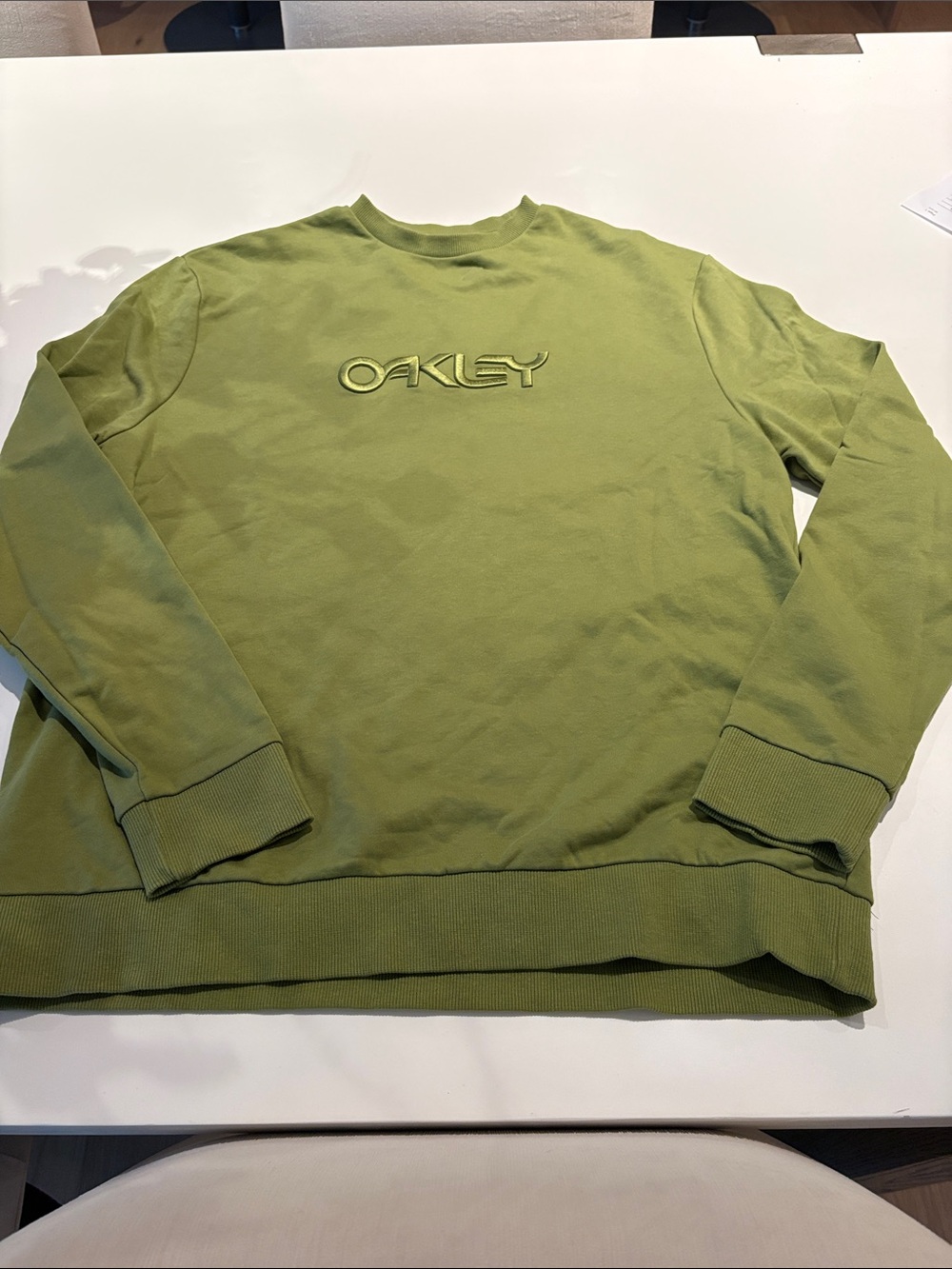 Oakley Olive Green Crewneck Sweatshirt with Raised Logo